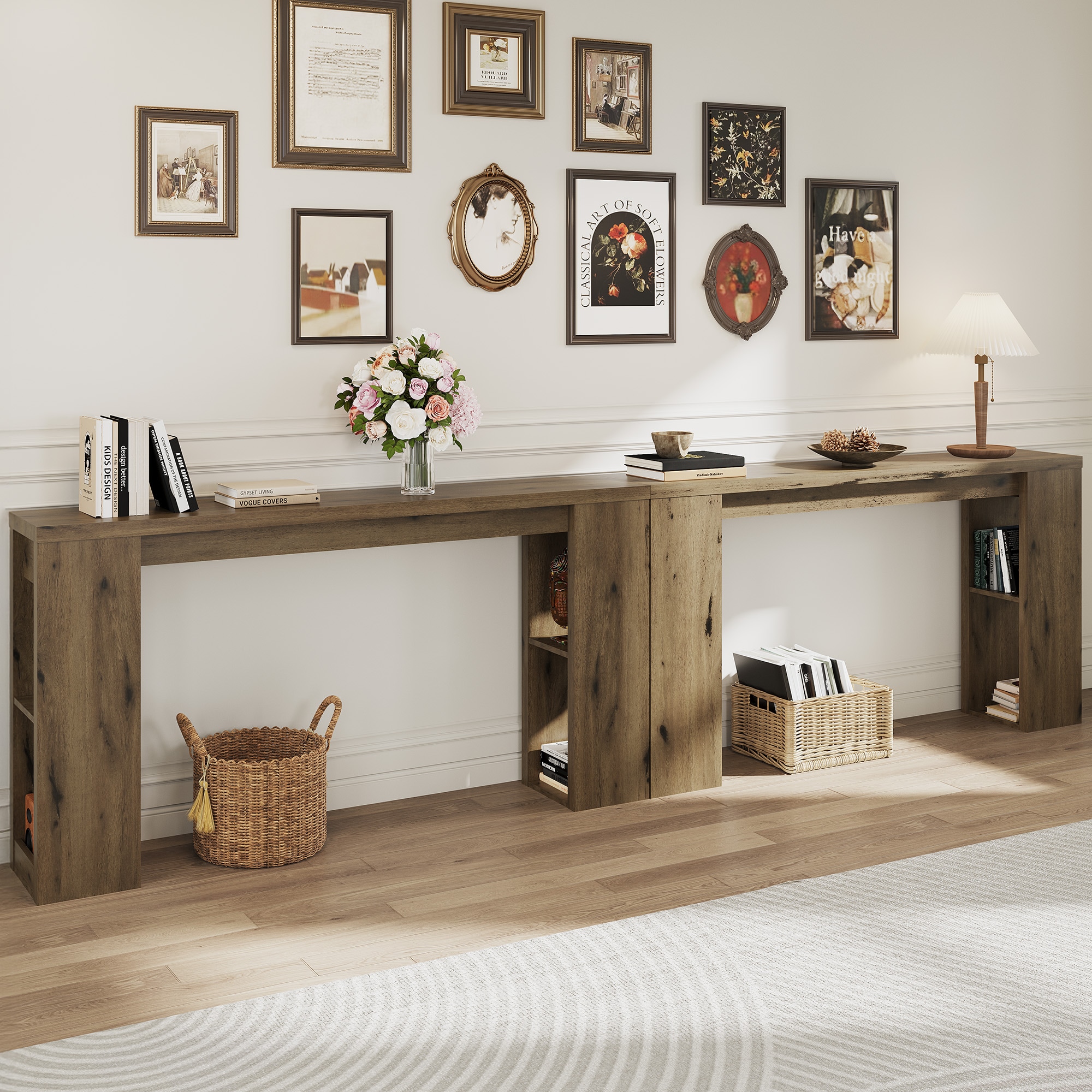 Long Wooden Console Table For Hallway Farmhouse Entryway Table_voghion.com